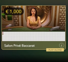 Salon Privé Baccarat : Live baccarat table for VIP players