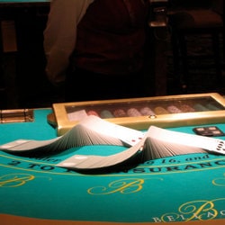 Blackjack dealer in a casino