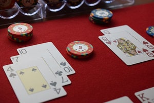 Blackjack cards on table of a land based casino