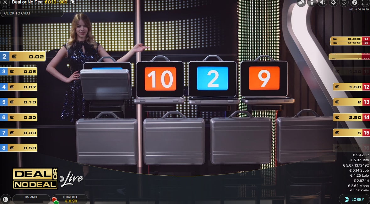 Deal Or No Deal With Live Dealer Dealer at the studio of Deal Or No Deal