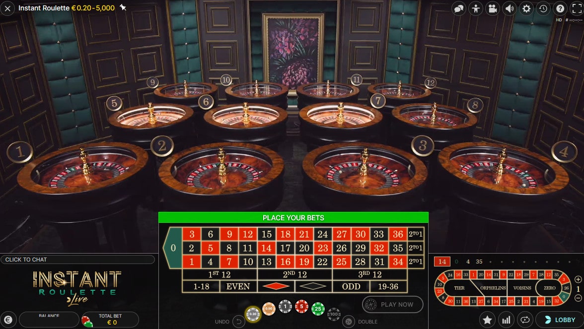 Live Instant Roulette by Evolution gaming 